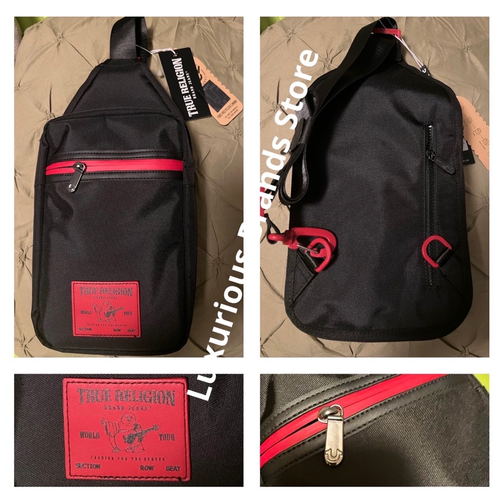 True Religion Black and Red Belt Bag